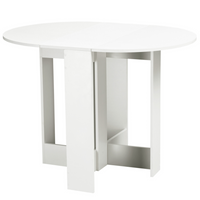 HOMCOM - Table à manger ovale pliante à abattant 41 po pour 2-4 personnes - blanc-Le design rabattable gain de place convient aux petites cuisines et aux espaces repas