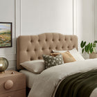 Modway - Annabel Mélange de lin premium Tête de lit Queen, Amande-Cadre en mélange de bois
