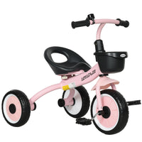 Qaba - Tricycle pour enfants 2-5 ans, vélo bébé avec siège réglable - rose-Siège réglable pour s'adapter aux besoins de votre enfant 