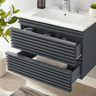 Modway - Render Fixation murale de 30" Vanette de salle de bain - Gris blanc-MDF et panneau de particules