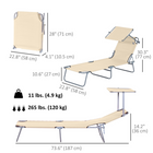 Outsunny - Chaise longue d’extérieur - chaise longue pliante réglable - beige-Le design léger et portable facilite le transport