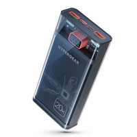 Banque d'alimentation portable transparente 20000 mAh USB-C à port unique de 20W et double port USB-A de 18W d'HyperGear-Conception transparente unique