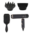 Aria - Set sèche-cheveux et brosse avec diffuseur - Noir-Léger et pliable : idéal pour le rangement ou les voyages