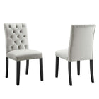 Modway - Duchess Performance Velvet Chaises de salle à manger Ensemble de 2 - Gris clair-Cadre en bois massif