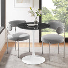 Modway - Lippa Rond de 28 po Faux marbre Table à manger, Blanc Noir-Socle métallique résistant aux éclats