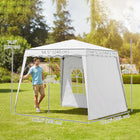 Outsunny - Tente auvent pliante 8 pi l x 8 pi L avec sac de transport et pieds inclinés - UV50+-Structure réglable sur trois niveaux, fabriquée en acier pour plus de solidité