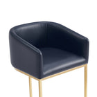 Manhattan Comfort - Louvre tabouret de bar moderne du milieu du siècle de 21" en similicuir noir et or titane - lot de 2-Pivotant à 360 degrés et rembourré moelleux pour un confort et une flexibilité accrus