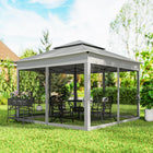 Outsunny - Tente gazébo pliante 11 pi l x 11 pi L à toit souple à 2 niveaux avec moustiquaire - Gris clair-Toit à deux niveaux assurant une bonne ventilation