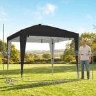Outsunny - Tente auvent pliante 10 pi l x 10 pi L avec lumière centrale - UPF 50+ - Noir-Tissu Oxford 210D avec revêtement argenté UPF 50+ pour une excellente protection solaire