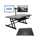 Rocelco - Élévateur de bureau réglable de 45 po avec support pour double écran et tapis anti-fatigue-Portée verticale améliorée (EVR)