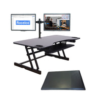 Rocelco - Élévateur de bureau réglable de 45 po avec support pour double écran et tapis anti-fatigue-Portée verticale améliorée (EVR)