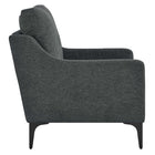 Modway - Corland Tissu rembourré Fauteuil - Charbon de bois-Système de support de bobines à ressort