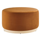 Modway - Tilden Grand Velours rond de performance de 29" Rembourré Ottoman - Rouille naturelle-Revêtement en velours de performance