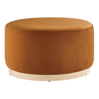 Modway - Tilden Grand Velours rond de performance de 29" Rembourré Ottoman - Rouille naturelle-Revêtement en velours de performance