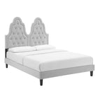 Modway - Alexandria Touffe Performance Velvet Lit à plateforme jumelle, Gris clair-Velours de performance résistant aux taches