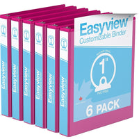 Davis Group Super offre Easyview, Reliure View à anneaux ronds 1  po, personnalisable, paquet de 6 - Rose-3 Reliure À Anneaux