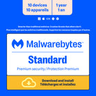 Malwarebytes Standard Premium Security Bilingue - 10 appareils - Abonnement d'un an [Téléchargement]-Une adresse e-mail valide doit être fournie lors du paiement