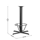 Flash Furniture 33 x 33 po Table de restaurant X-Base avec 4 po Dia. Colonne de hauteur de barre et anneau de pied-Configuration de la base en X