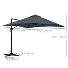 Outsunny - Parasol déporté avec inclinaison et rotation à 4 positions - 10 pi x 10 pi - gris foncé-Ouverture et fermeture faciles et rapides du parasol avec la manivelle latérale