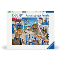 Ravensburger - Puzzle Chats de Mykonos - 1500 pièces-Offrez-vous un moment de pure détente avec ce puzzle. Pièce par pièce, profitez de cette activité anti-stress qui favorise la concentration, la déconnexion et le lâcher-prise. Soulagez les tensions du quotidien, travaillez votre mémoire et exercez vos capacités cognitives : le puzzle est un jeu aux multiples bienfaits pour la santé 