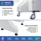 Mobile Patient Lift - Regain Independence - Rehausseur de siège de toilette motorisé ArGo - capacité 440 lb-Option de batterie rechargeable pour une commodité sans fil