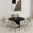 Manhattan Comfort - Lot de 4 chaises de salle à manger modernes Gracie 61,5 cm, revêtement similicuir, coloris pierre et noir-Caractéristiques du cadre et des pieds Choix entre acier noir entièrement soudé ou acier inoxydable doré