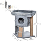 PawHut - Arbre à chat, petite tour avec perchoir, poteau à griffer - gris-Maison pour chat spacieuse, offrant un espace privé pour se reposer 