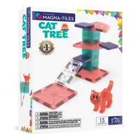 Magna-Tiles - Ensemble de construction magnétique Arbre à chat 13 pièces-Ce qui est inclus: 13 pièces magnétiques, dont une figurine de chat unique et des tuiles en quart de cercle