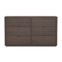 Manhattan Comfort - Evelyn 60" Moderne Commode Double à 6 Tiroirs - Marron-Sophistication moderne – Une silhouette élégante et sculptée aux bords doucement arrondis et à la symétrie épurée apporte une sensation de luxe discret à tout espace