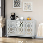 HOMCOM - Buffet latéral avec miroir 47,2 po L - gris-L'étagère intérieure de l'armoire à porte unique est réglable sur 3 niveaux pour s'adapter à des objets de différentes hauteurs 
