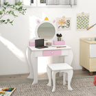 Qaba - Coiffeuse enfant avec miroir et tabouret - Motif licorne - Blanc-Material: MDF and acrylic 