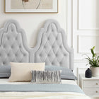 Modway - Alexandria Touffe Performance Velvet Lit à plateforme jumelle, Gris clair-Poutre centrale renforcée et jambes de soutien