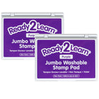 Ready 2 Learn - Tampon encreur lavable géant - Violet - 6,2 po L x 4,1 po l - paquet de 2-Temps D'art Sans Mess - L'encre de ce tampon encreur lave la peau avec de l'eau et du savon, ce qui rend le nettoyage rapide et facile.