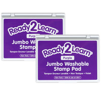 Ready 2 Learn - Tampon encreur lavable géant - Violet - 6,2 po L x 4,1 po l - paquet de 2-Temps D'art Sans Mess - L'encre de ce tampon encreur lave la peau avec de l'eau et du savon, ce qui rend le nettoyage rapide et facile.