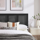 Modway - Sirocco Rotin et bois Lit de plateforme King, Noir-Sangle synthétique de canne en rotin