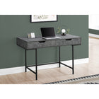 Monarch Specialties - 7559 Bureau 48 po L - Fausse Pierre Grise/Metal Noir-La base en métal au fini noir offre de la stabilité et comprend des pieds en métal minces qui sont encastrés sous le bureau rectangulaire