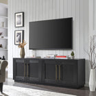 Hudson&Canal - Meuble TV Tillman pour téléviseurs jusqu'à 75" - Grain noir-Fabriqué à partir de matériaux MDF robustes avec une finition Black Grain fabriquée à la main