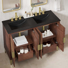 Modway - Daylight Double évier 48" Vanette de salle de bain - Noyer noir-Trous centraux de 8"