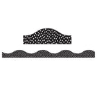 Ashley Productions - Bordure festonnée magnétique - Pois blancs sur fond noir - 12 pi/paquet - Paquet de 6-Idéal pour la décoration en classe ou à la maison