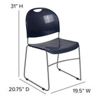 Flash Furniture - Chaise ultra-compacte empilable marine de la série HERCULES avec une et cadre enduit de poudre argentée-Garantie à vie limitée sur le cadre