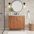 Modway - Miles 36" Vanette de salle de bain - Noyer blanc-Découpe de plomberie