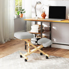 HOMCOM - Chaise ergonomique agenouilloir pour bureau à domicile - blanc crème-Revêtement en tissu aspect lin respirant, confortable en toute saison