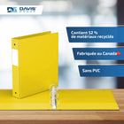 Davis Group Super économie, Reliure à anneaux ronds 1.5 po, paquet de 6 – Jaune-Polypropylène sans PVC