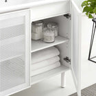 Modway - Calla 36" perforé Métal Vanette de salle de bain - Blanc blanc-Bassin d’évier en céramique