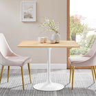 Modway - Lippa 36 po Carré Bois Table à manger, Blanc Naturel-Bords biseautés