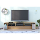 Nexera - Meuble audio-vidéo Rustik, 72 po, Érable naturel-Diverses sections ouvertes pour vous appareils électroniques, livres et objets décoratifs
