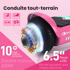 Gyrocopters - Hoverboard PRIME pour enfants - Vitesse de 15 km/h - 300 W - 6,5 pouces - Roues LED - Haut-parleur Bluetooth - Rose-Roues éclairées par LED