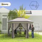Outsunny - Tente auvent pliante 13 pi l x 13 pi L pour l pi Lextérieur - Café et beige-La moustiquaire protectrice éloigne les insectes tout en laissant filtrer la brise fraîche