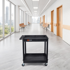 LuxorMD – Chariot à bacs TC Series, 2 tablettes, noir-Tablettes et pieds fabriqués en plastique moulé par injection de mousse structurée en polyéthylène de haute densité à l'épreuve des taches, des égratignures, des bosses et de la rouille