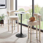 Modway - Lippa Rond de 28 po Bois Bar Table, Noir Blanc-Socle métallique résistant aux éclats